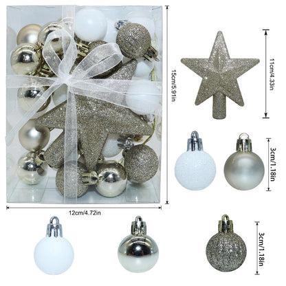 3cm Christmas Balls Ornament with Star 30 Pcs