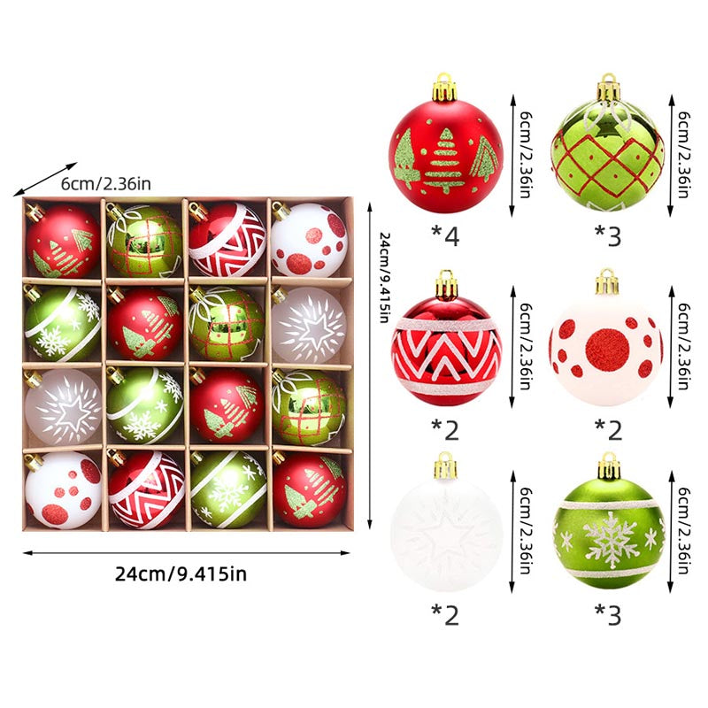 6cm Christmas Balls Ornament 16 Pcs