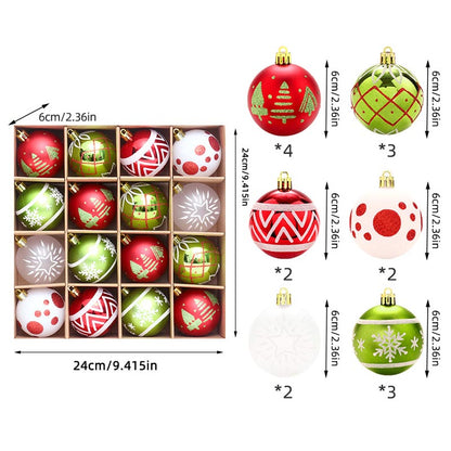 6cm Christmas Balls Ornament 16 Pcs