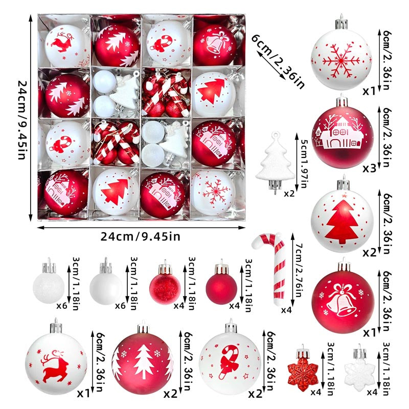 Christmas Balls Ornament with Christmas Cane Set