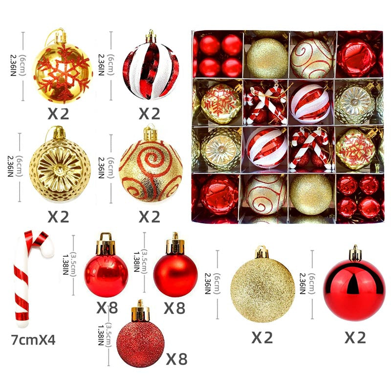 Christmas Balls Ornament with Christmas Cane Set