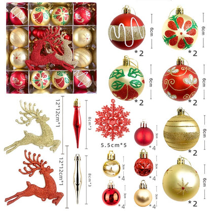 Christmas Balls Ornament with Christmas Reindeer Set 45Pcs