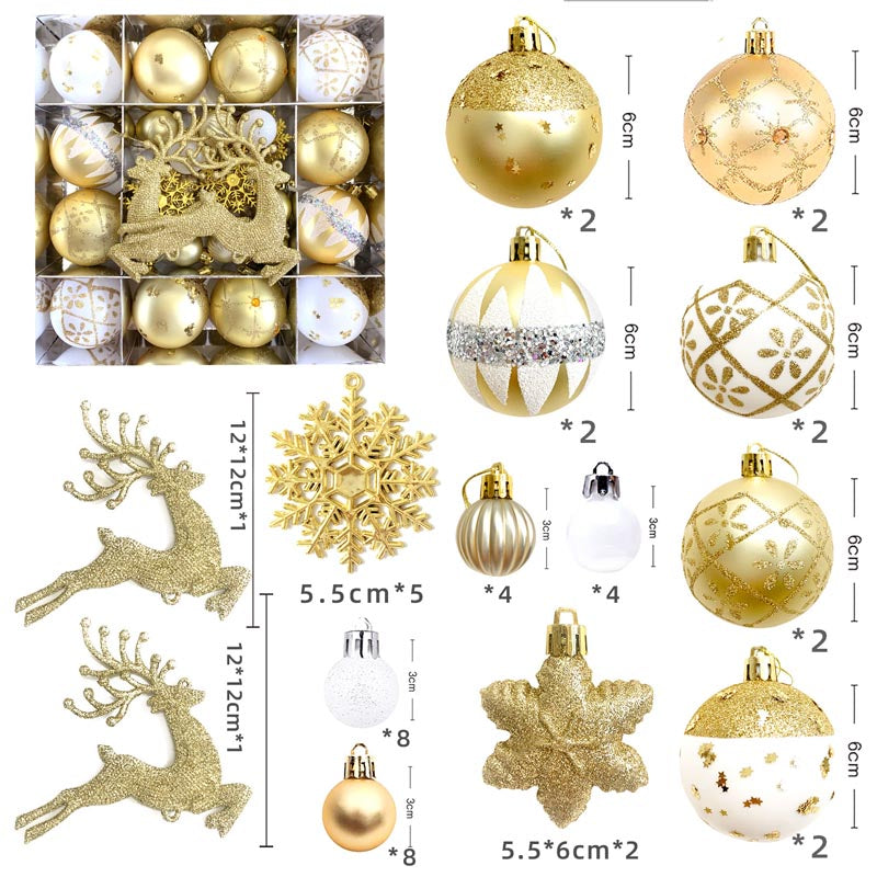Christmas Balls Ornament with Christmas Reindeer Set 45Pcs