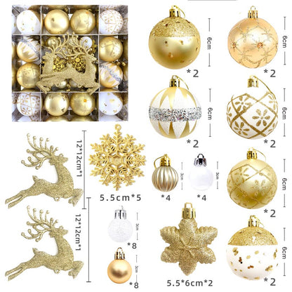 Christmas Balls Ornament with Christmas Reindeer Set 45Pcs
