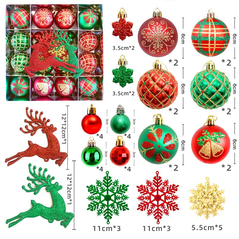 Christmas Balls Ornament with Christmas Reindeer Set 45Pcs