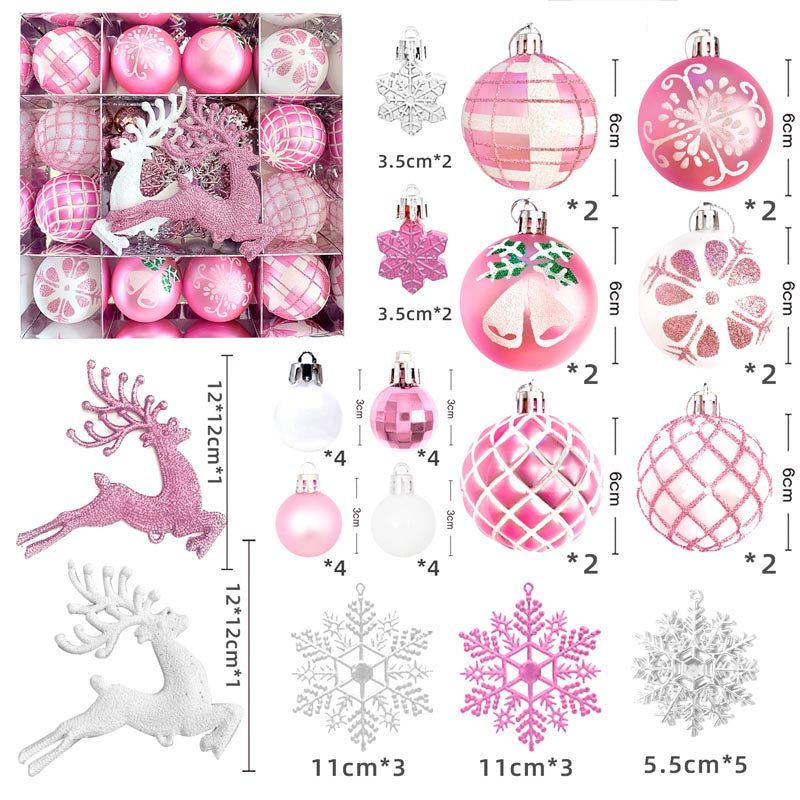 Christmas Balls Ornament with Christmas Reindeer Set 45Pcs
