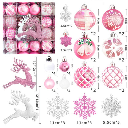 Christmas Balls Ornament with Christmas Reindeer Set 45Pcs