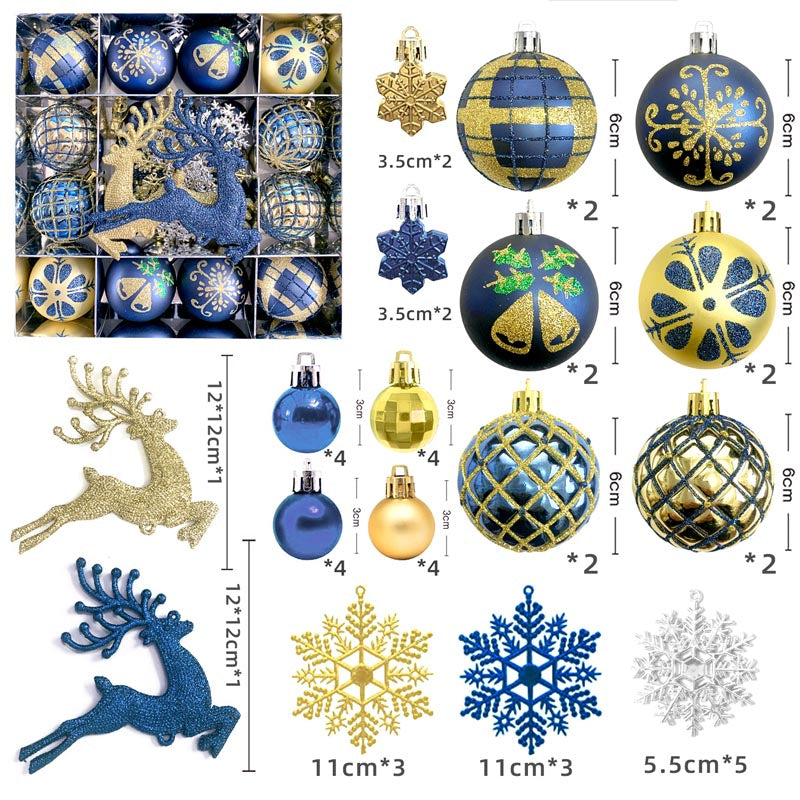 Christmas Balls Ornament with Christmas Reindeer Set 45Pcs