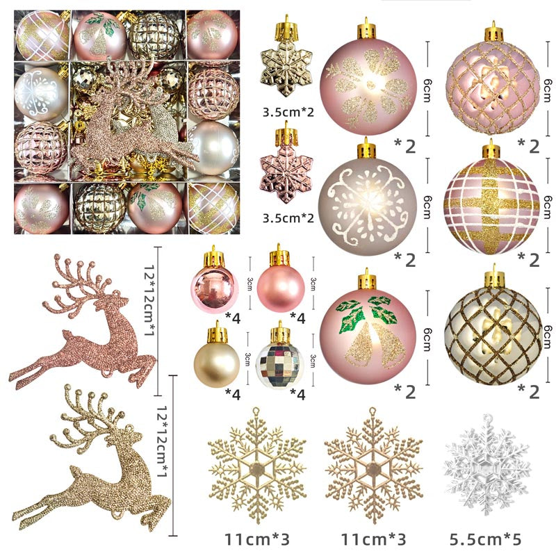 Christmas Balls Ornament with Christmas Reindeer Set 45Pcs
