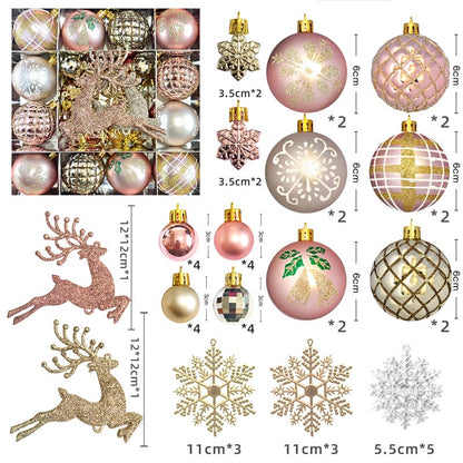 Christmas Balls Ornament with Christmas Reindeer Set 45Pcs