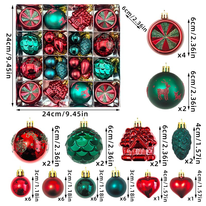 Christmas Balls Ornament with Christmas House Set