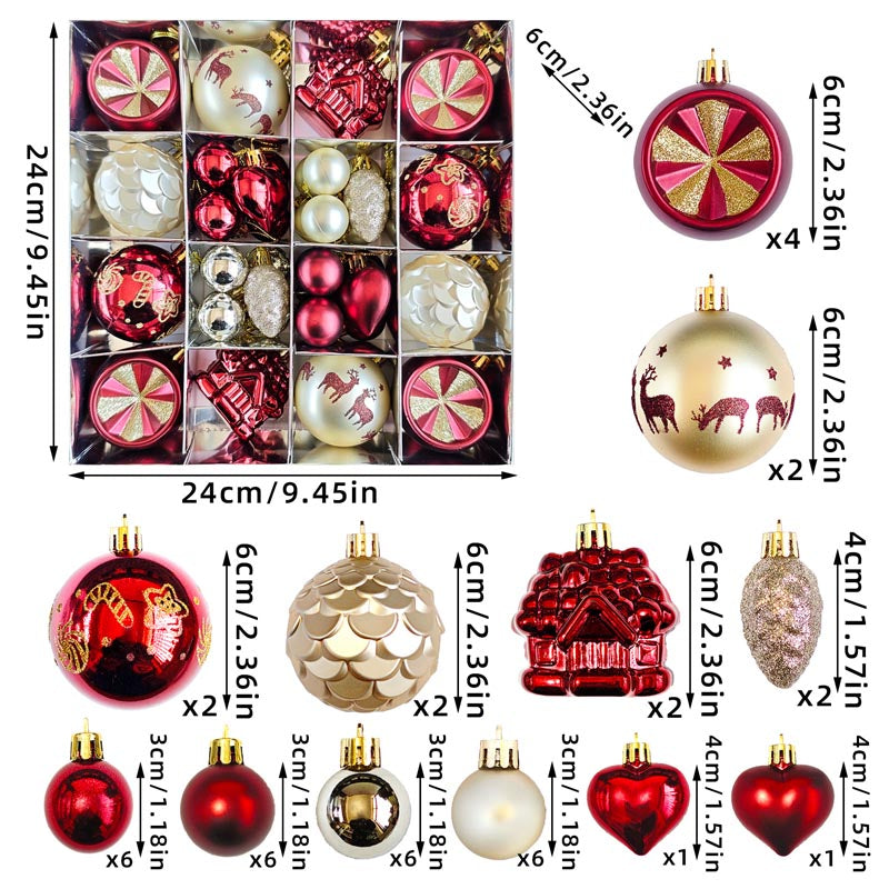 Christmas Balls Ornament with Christmas House Set