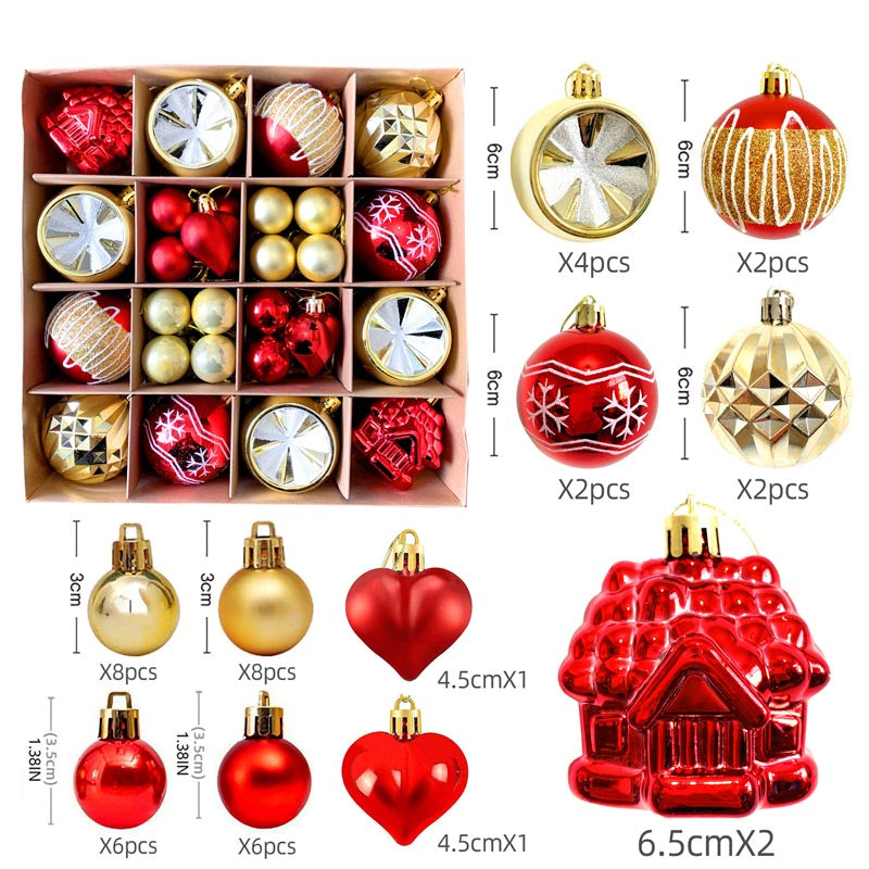 Christmas Balls Ornament with Christmas House Set