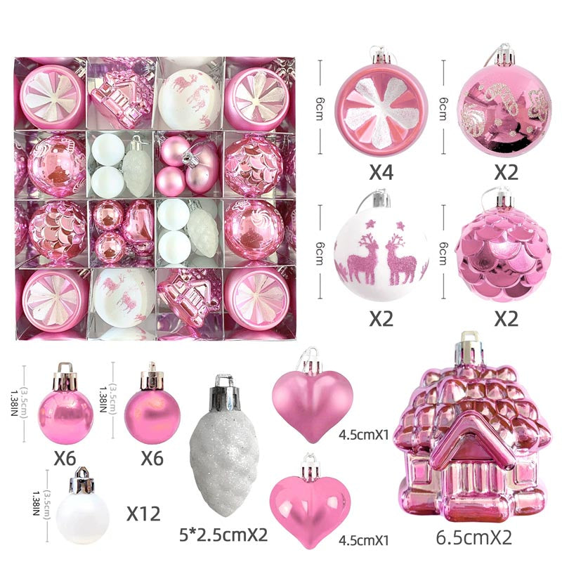 Christmas Balls Ornament with Christmas House Set