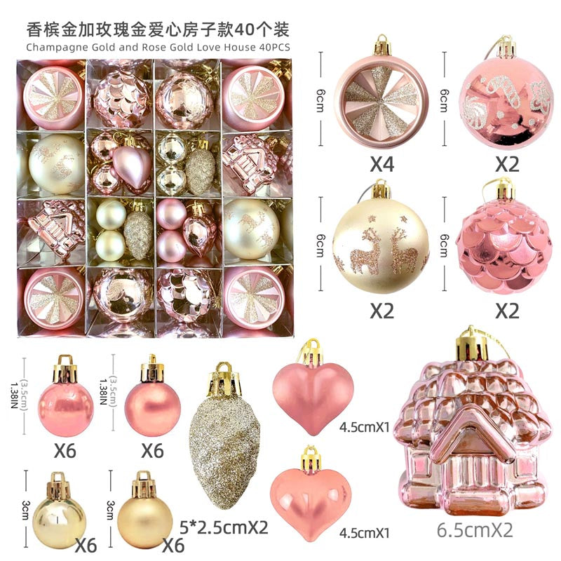 Christmas Balls Ornament with Christmas House Set