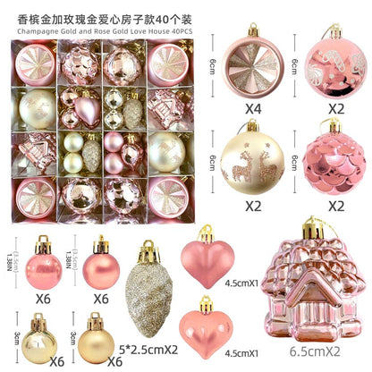Christmas Balls Ornament with Christmas House Set