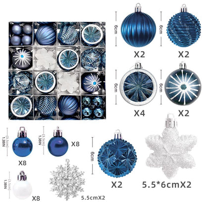 Christmas Balls Ornament with Christmas Snowflake Set