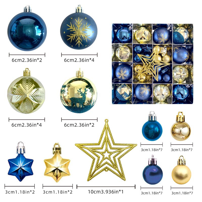 Christmas Balls Ornament with Star Hanging Set