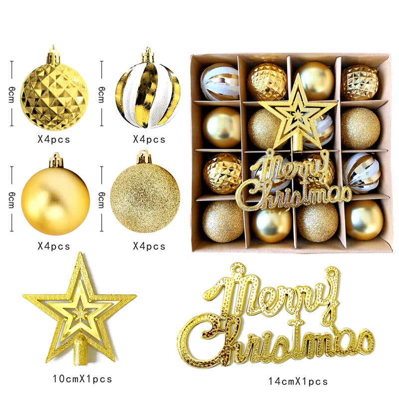 Christmas Balls Ornament with Merry Christmas Hanging Set 18Pcs