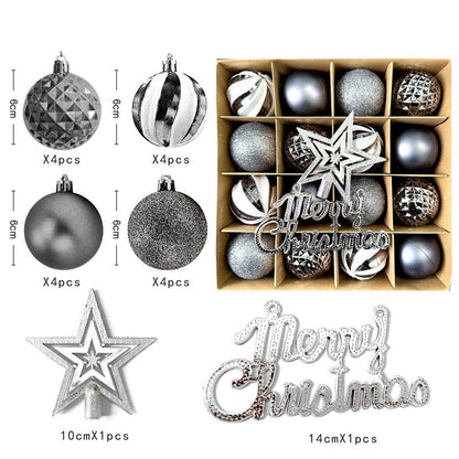 Christmas Balls Ornament with Merry Christmas Hanging Set 18Pcs