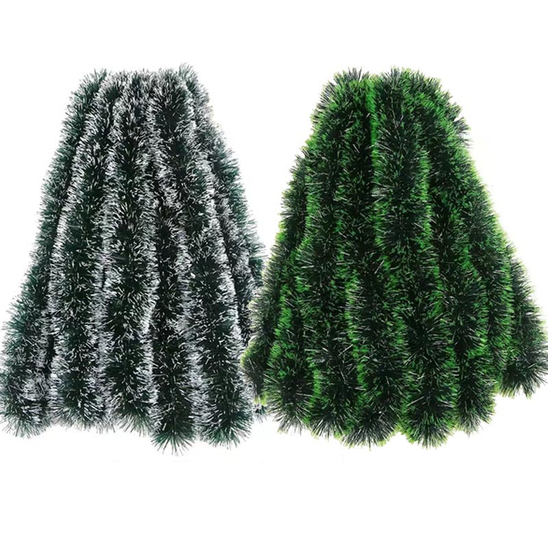 Green Christmas Metallic Tinsel Garland Thickened 5 Layers 6m/12m