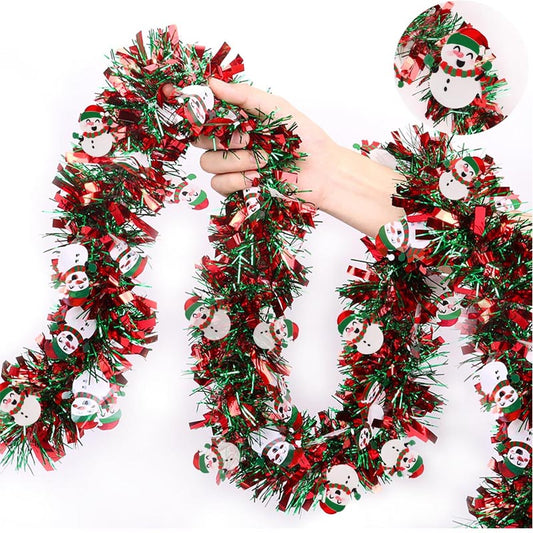 Christmas Metallic Tinsel Garland Santa Claus /Snowman /Christmas Sock /Gingerbread Man