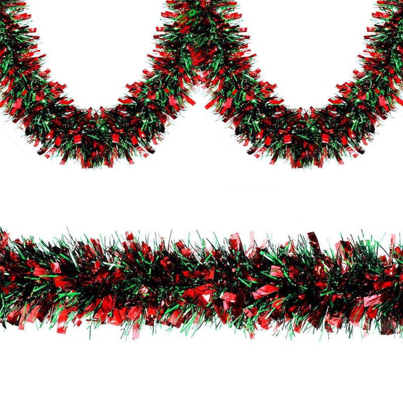 Christmas Metallic Tinsel Garland Red and Green Thickened 5 Layers 6m/12m