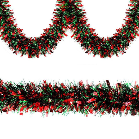Christmas Metallic Tinsel Garland Red and Green Thickened 5 Layers 6m/12m