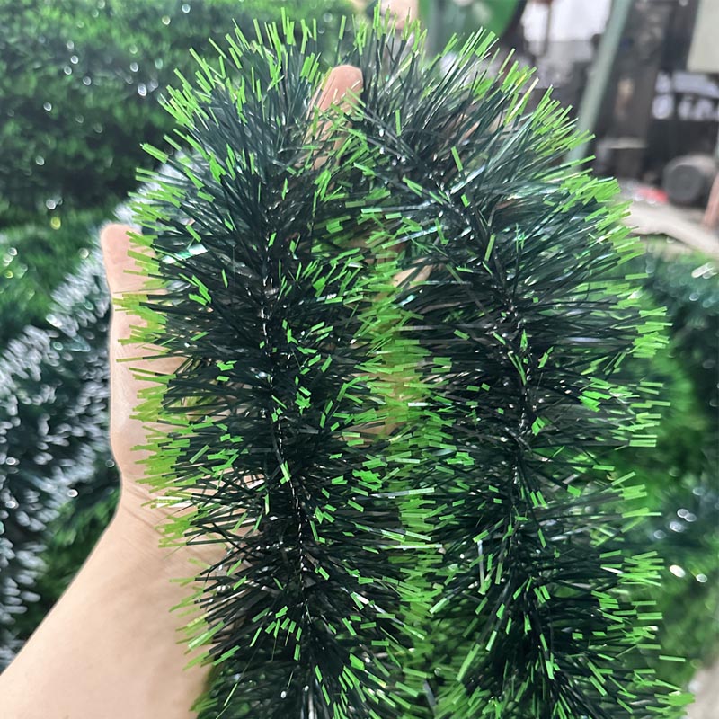 Green Christmas Metallic Tinsel Garland Thickened 5 Layers 6m/12m