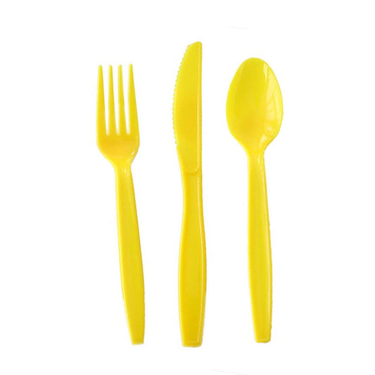 Reusable Plastic Cutlery 50Pcs  YELLOW