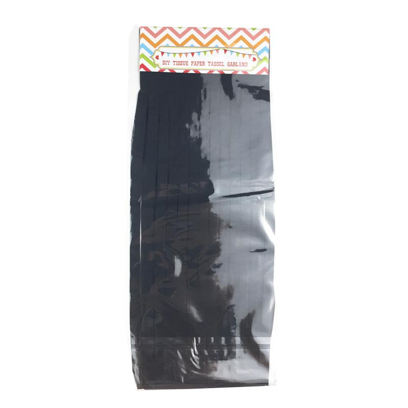 black color tassels garland tissue paper banner for any party decorations, hangings, ceiling decorations, for birthday, wedding, anniversary, engagement, graduation, baby shower