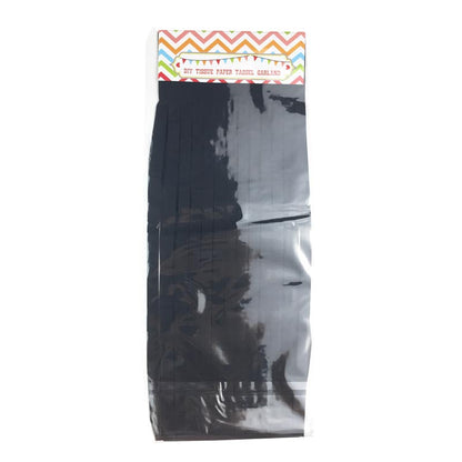black color tassels garland tissue paper banner for any party decorations, hangings, ceiling decorations, for birthday, wedding, anniversary, engagement, graduation, baby shower