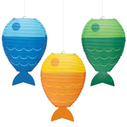 Cute paper fish lanterns hangings, ceiling decoration for all parties, graduation. birthday, baby shower