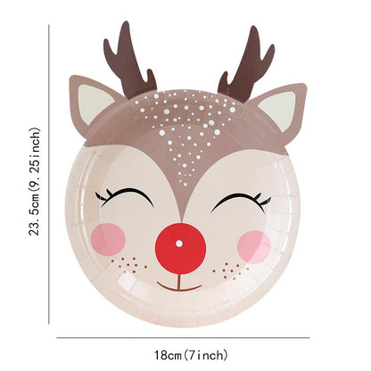 Christmas reindeer disposable paper plate for Christmas party 