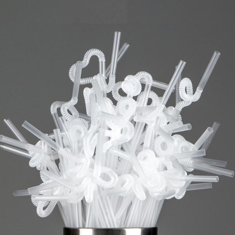 Clear or white color flexible plastic straw for drinks such as coffee, juice, and soft drinks