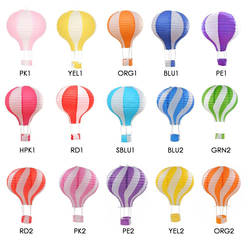 colorful hot air balloon paper lanterns, hanging decoration, ceiling decoration for parties, wedding, engagement, anniversary,  graduation. birthday, baby shower