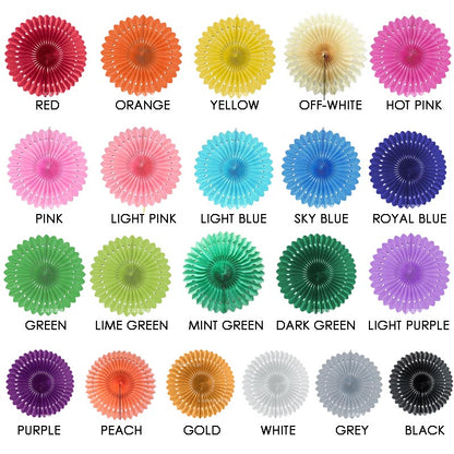 Colorful Paper Fans 8"/10"/12" (Choose Your Own)