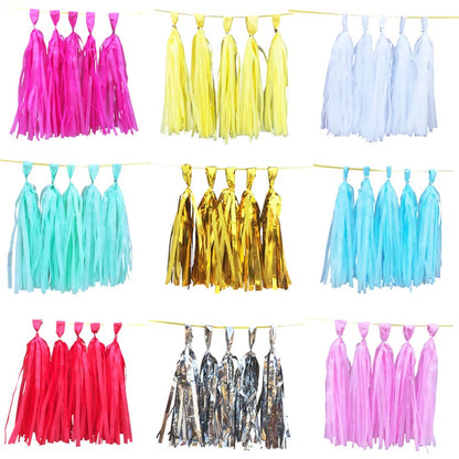 colorful tassels garland tissue paper banner for any party decorations, hangings, ceiling decorations, for birthday, wedding, anniversary, engagement, graduation, baby shower