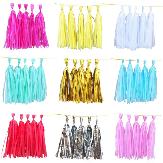 colorful tassels garland tissue paper banner for any party decorations, hangings, ceiling decorations, for birthday, wedding, anniversary, engagement, graduation, baby shower