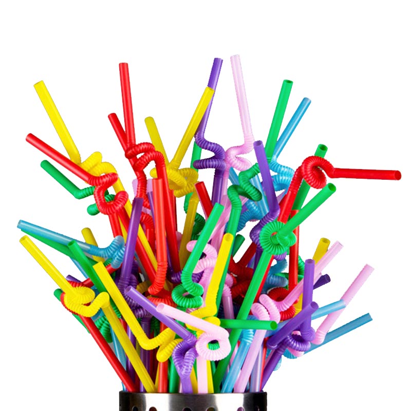 Colourful plastic straw for drinks such as coffee, juice, and soft drinks