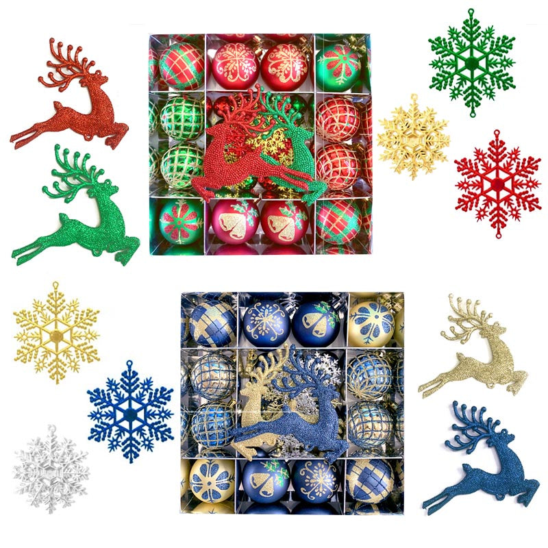 Christmas Balls Ornament with Christmas Reindeer Set 45Pcs