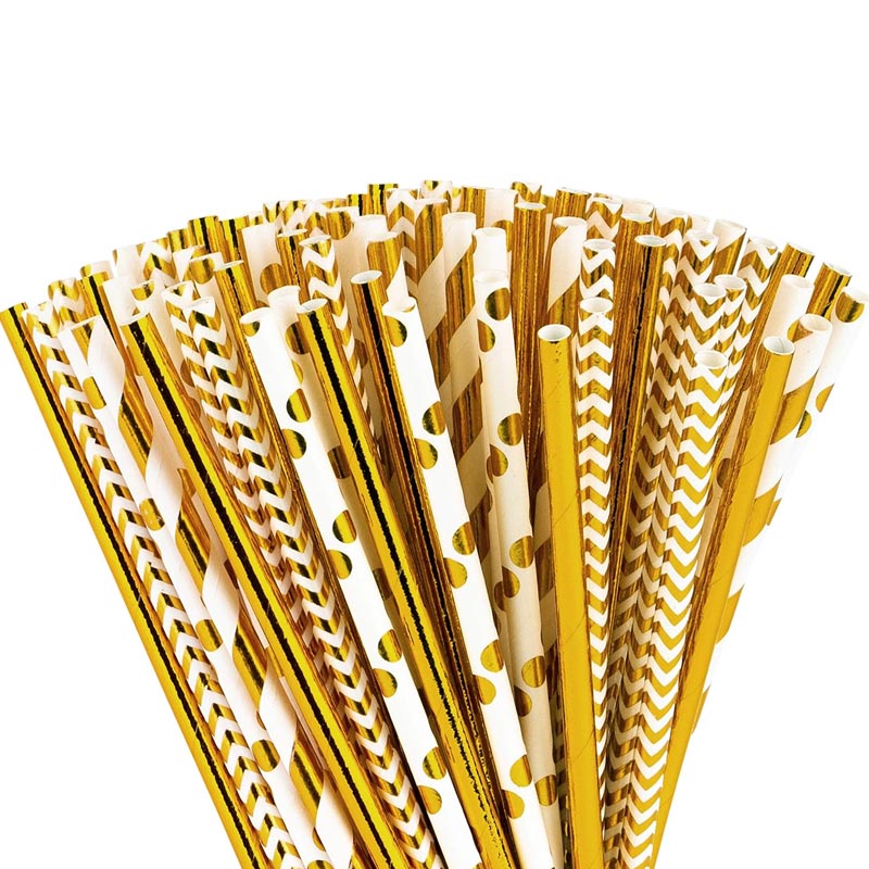Gold colour biodegradable paper straw for drinks