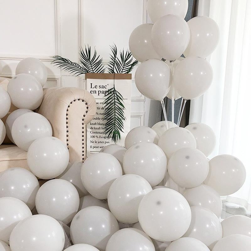 Grey matte thickened round latex party balloons for birthday, wedding, graduation, baby shower, engagement, anniversary decorations. 