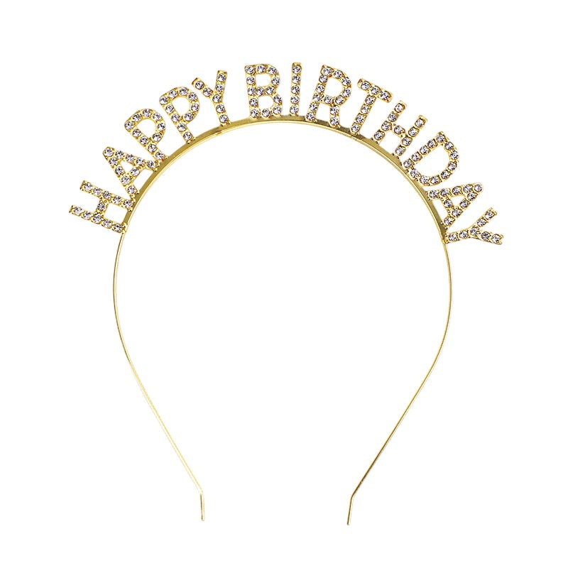 Elegant shiny gold color happy birthday party hat, headband for birthday girls, woman. suitable for all ages. 