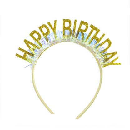 Elegant shiny gold color happy birthday party hat, headband for birthday girls, woman. suitable for all ages. 