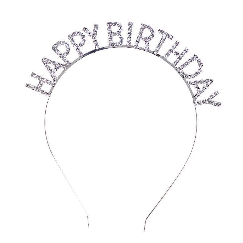 Elegant shiny silver color happy birthday party hat, headband for birthday girls, woman. suitable for all ages. 
