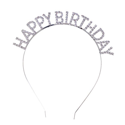 Elegant shiny silver color happy birthday party hat, headband for birthday girls, woman. suitable for all ages. 