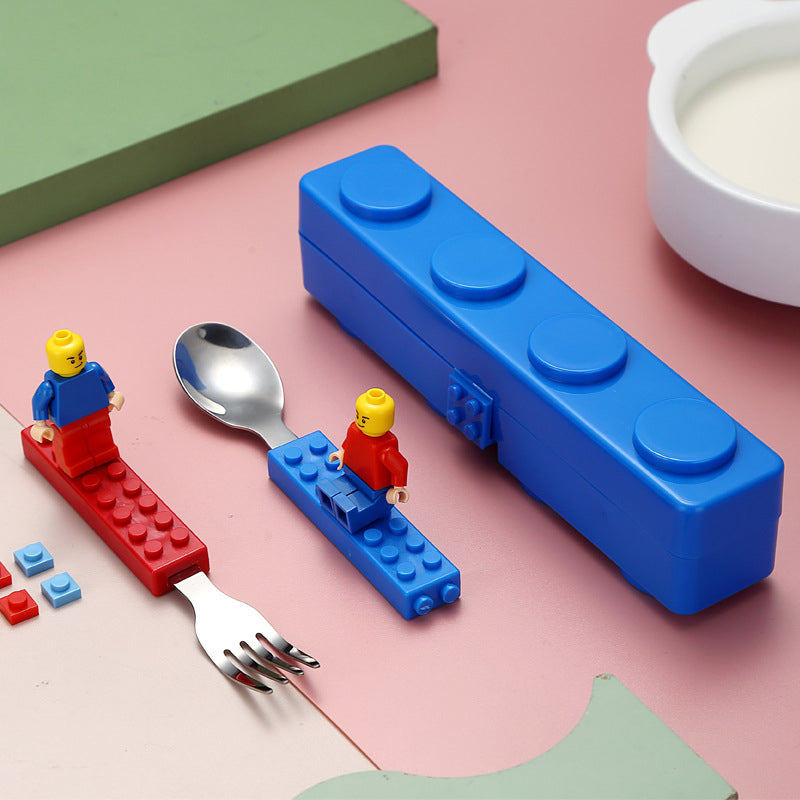 Lego Cutlery Set 304 Stainless Steel Fork & Spoon for Kids