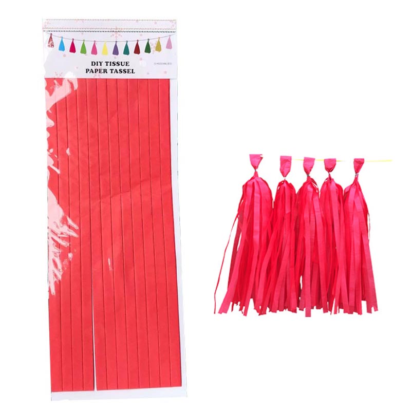 light red color tassels garland tissue paper banner for any party decorations, hangings, ceiling decorations, for birthday, wedding, anniversary, engagement, graduation, baby shower