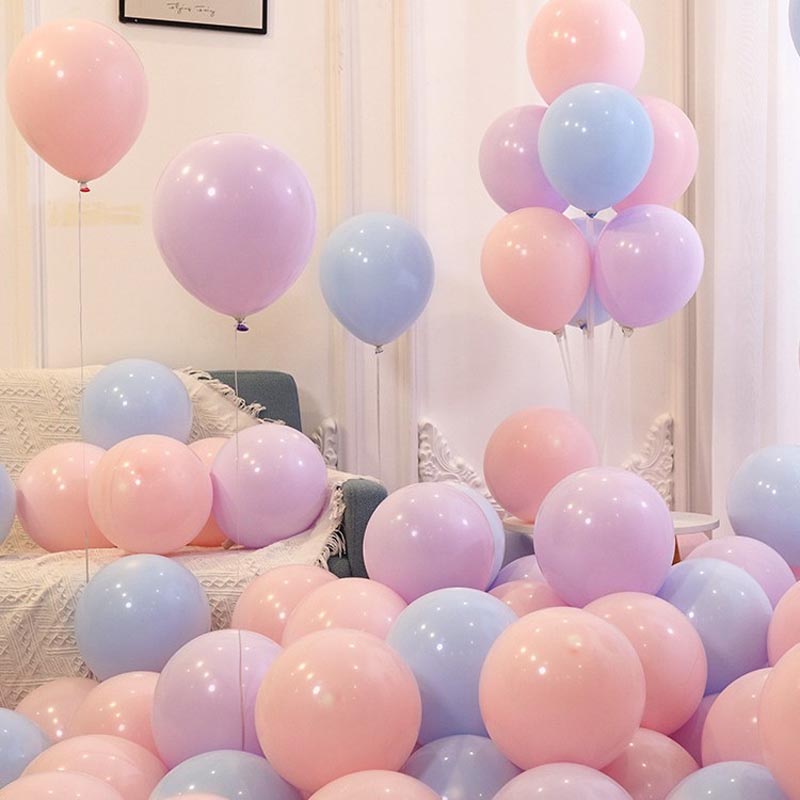 Pastel macaroon color thickened round latex party balloons for birthday, wedding, graduation, baby shower, engagement, anniversary decorations. 